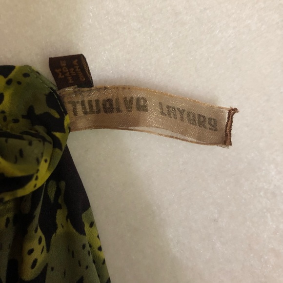 Green Leopard Bow Neck Ruffle Tunic - Picture 5 of 6